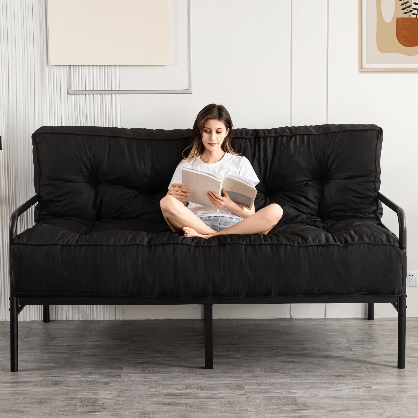 Yoshoot 8 Inches Futon Mattress Full Size, Thick Futons Sofa Couch Bed, Floor Mattress For Adults, Shredded Foam Filling, Medium